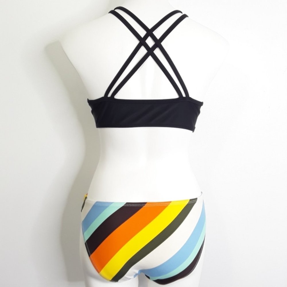 OP Hi Neck Halter Boho Strappy Back Bikini Top EUC sz L - Picture 3 of 6
